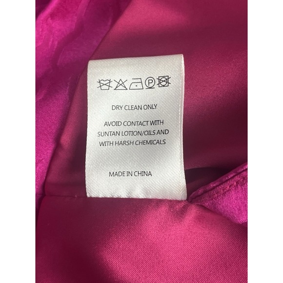Saloni Bibi Mini Dress Vivid Magenta Silk Long-Sleeve Sz 0 - Picture 9 of 14